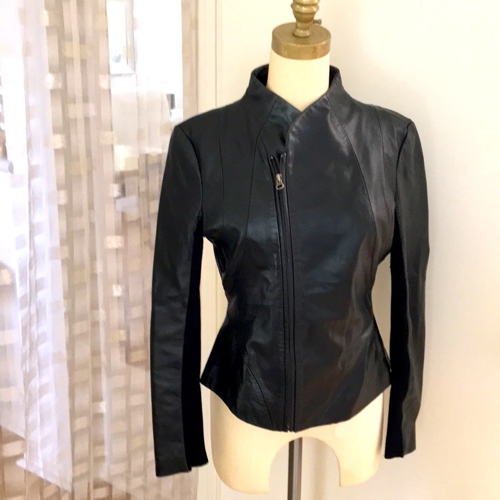 Bebe black leather jacket size medium
